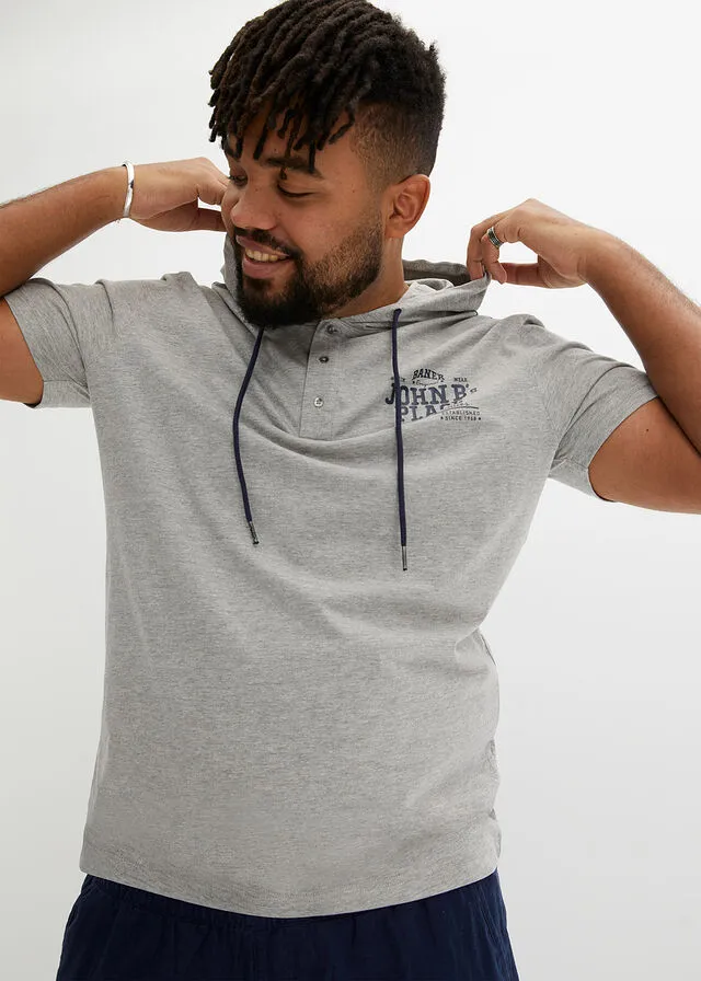 Camiseta con capucha Azul marino estampado