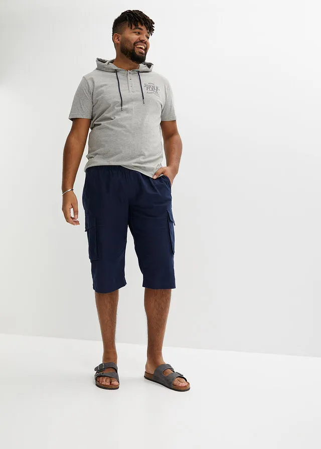 Camiseta con capucha Azul marino estampado
