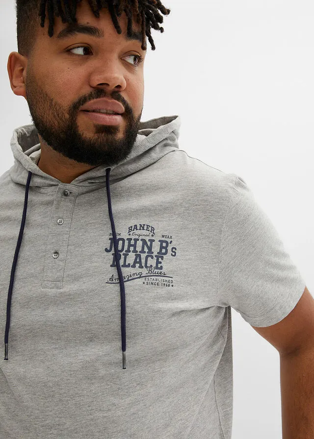 Camiseta con capucha Azul marino estampado