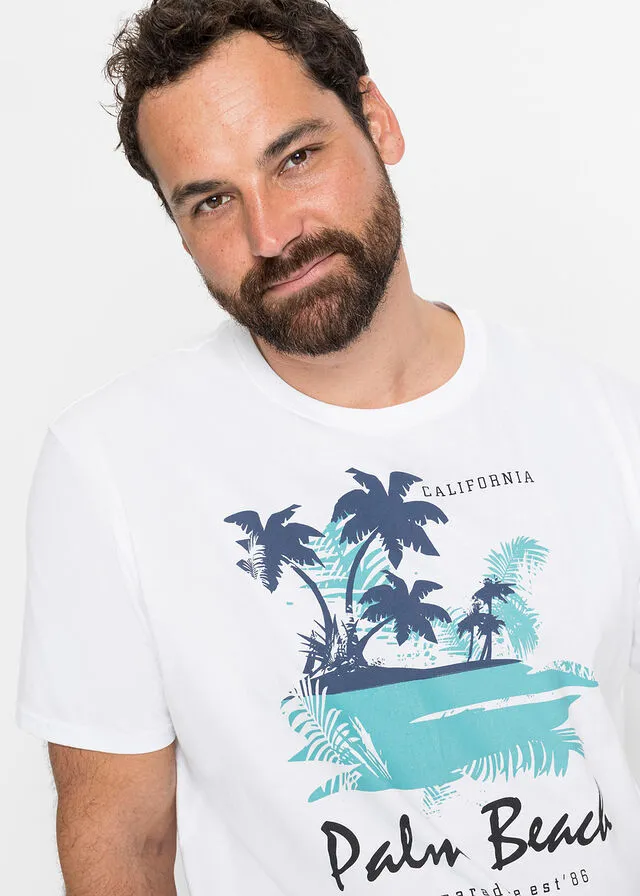 Camiseta con corte cómodo Blanco estampado
