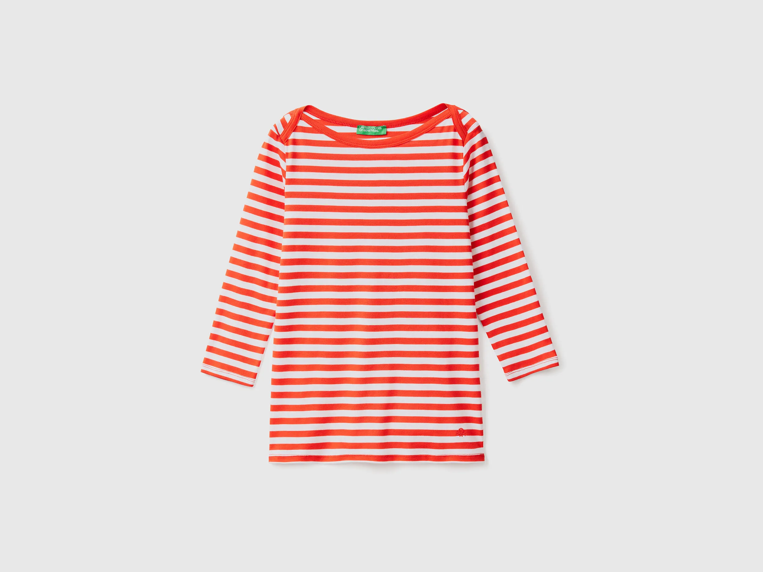 Camiseta de manga francesa de rayas de 100 % algodón