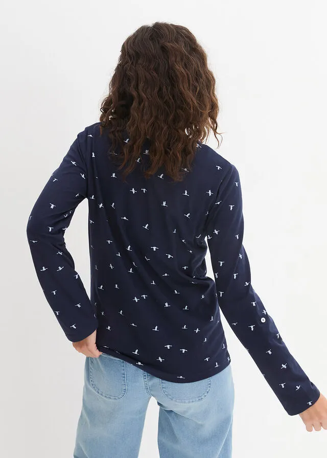 Camiseta de manga larga con estampado Azul oscuro estampado