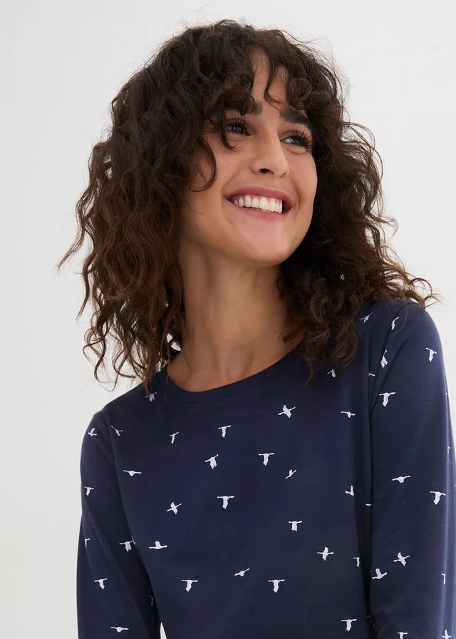 Camiseta de manga larga con estampado Azul oscuro estampado