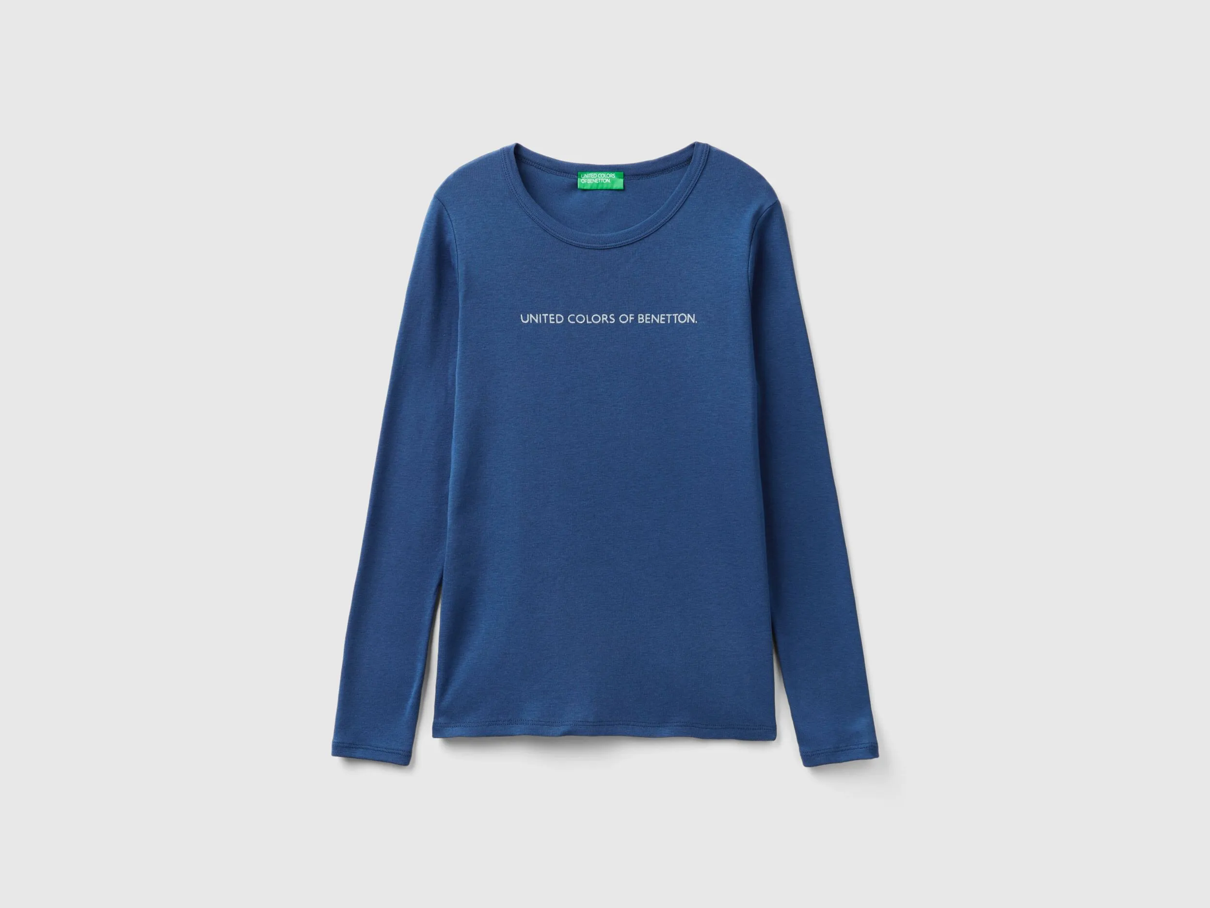 Camiseta de manga larga de 100 % algodón azul