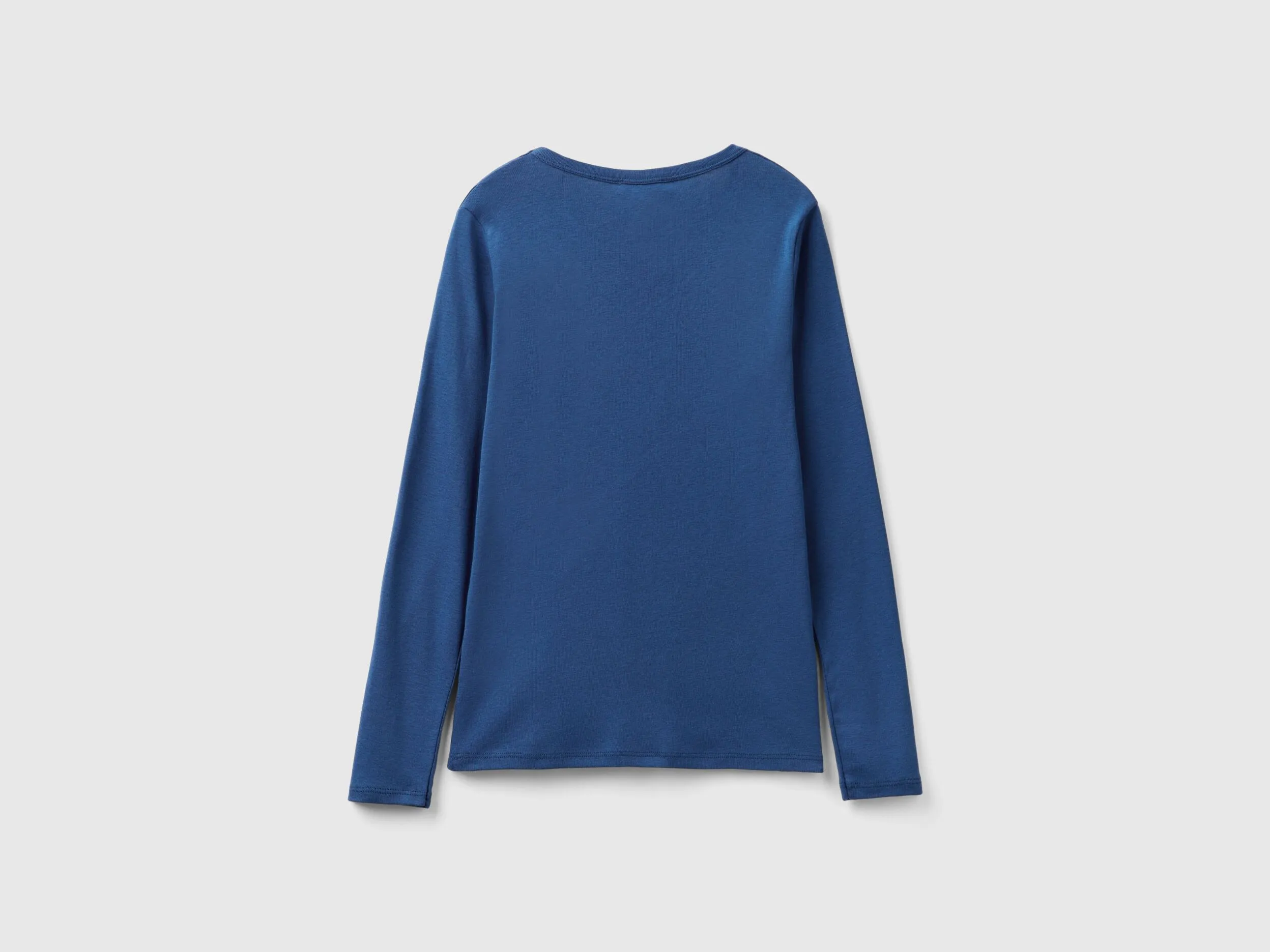Camiseta de manga larga de 100 % algodón azul