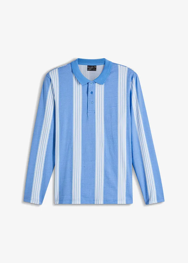 Camiseta de tipo polo azul provenzal rayas verticales