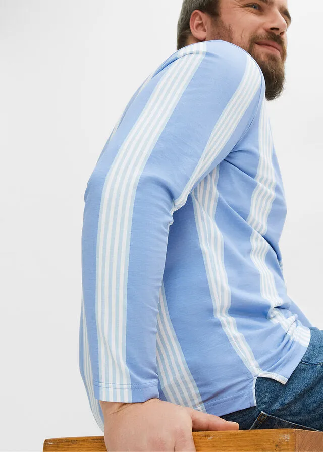 Camiseta de tipo polo azul provenzal rayas verticales