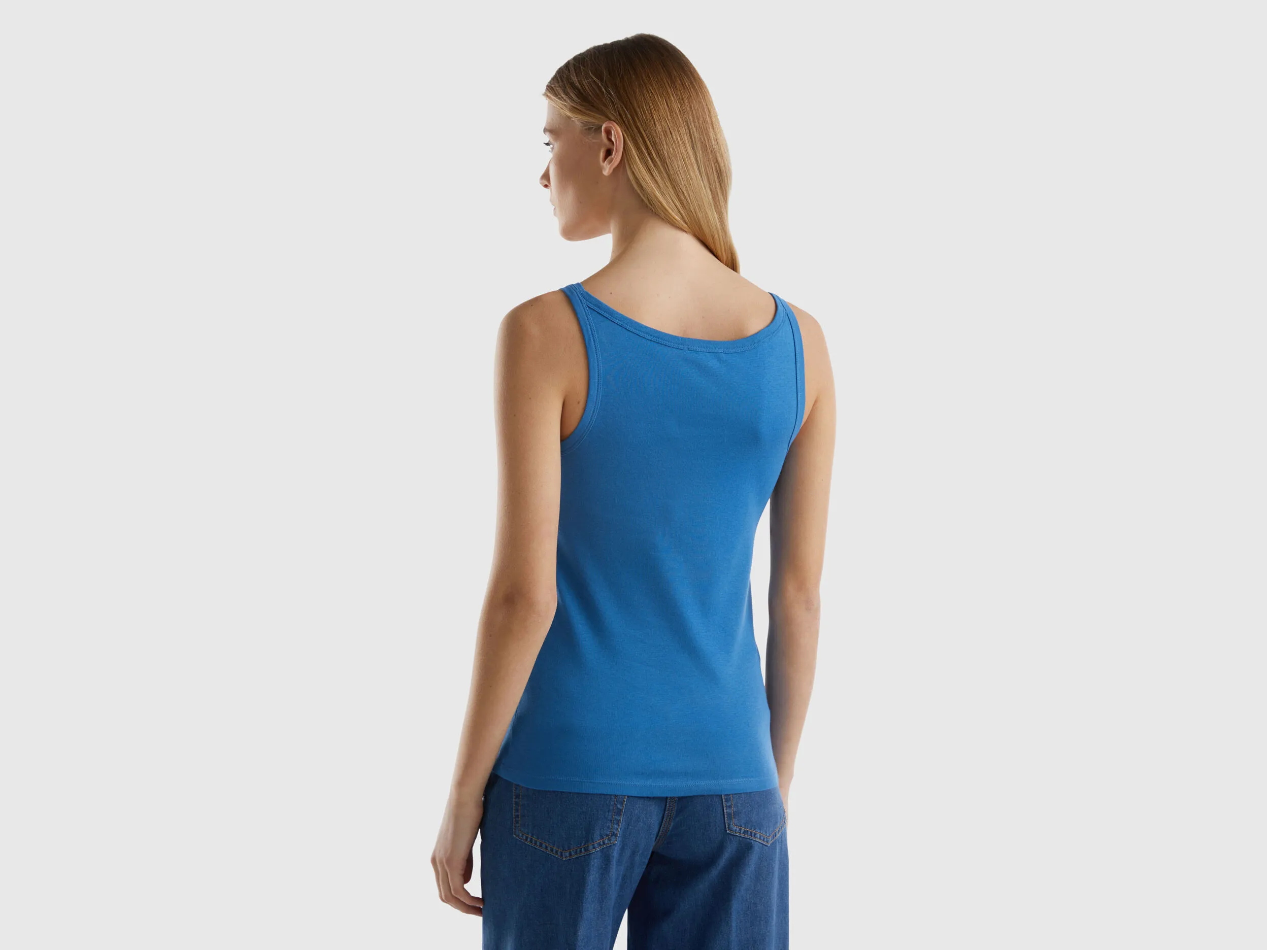 Camiseta de tirantes azul de 100 % algodón