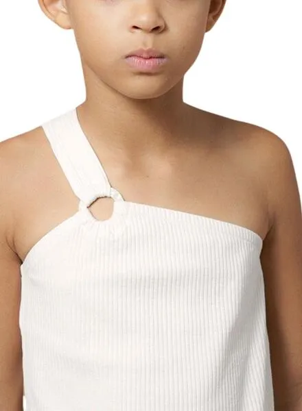 Camiseta Mayoral Asimétrica Canalé Beige Para Niña