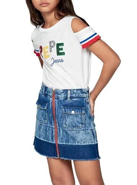 camiseta pepe jeans kim blanco para niña