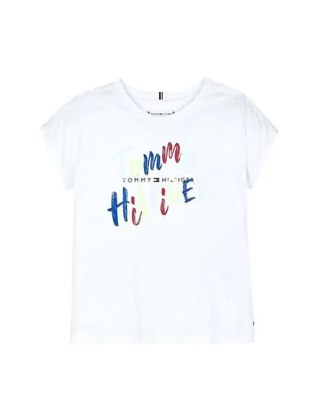 camiseta tommy hilfiger fluro blanco para niña