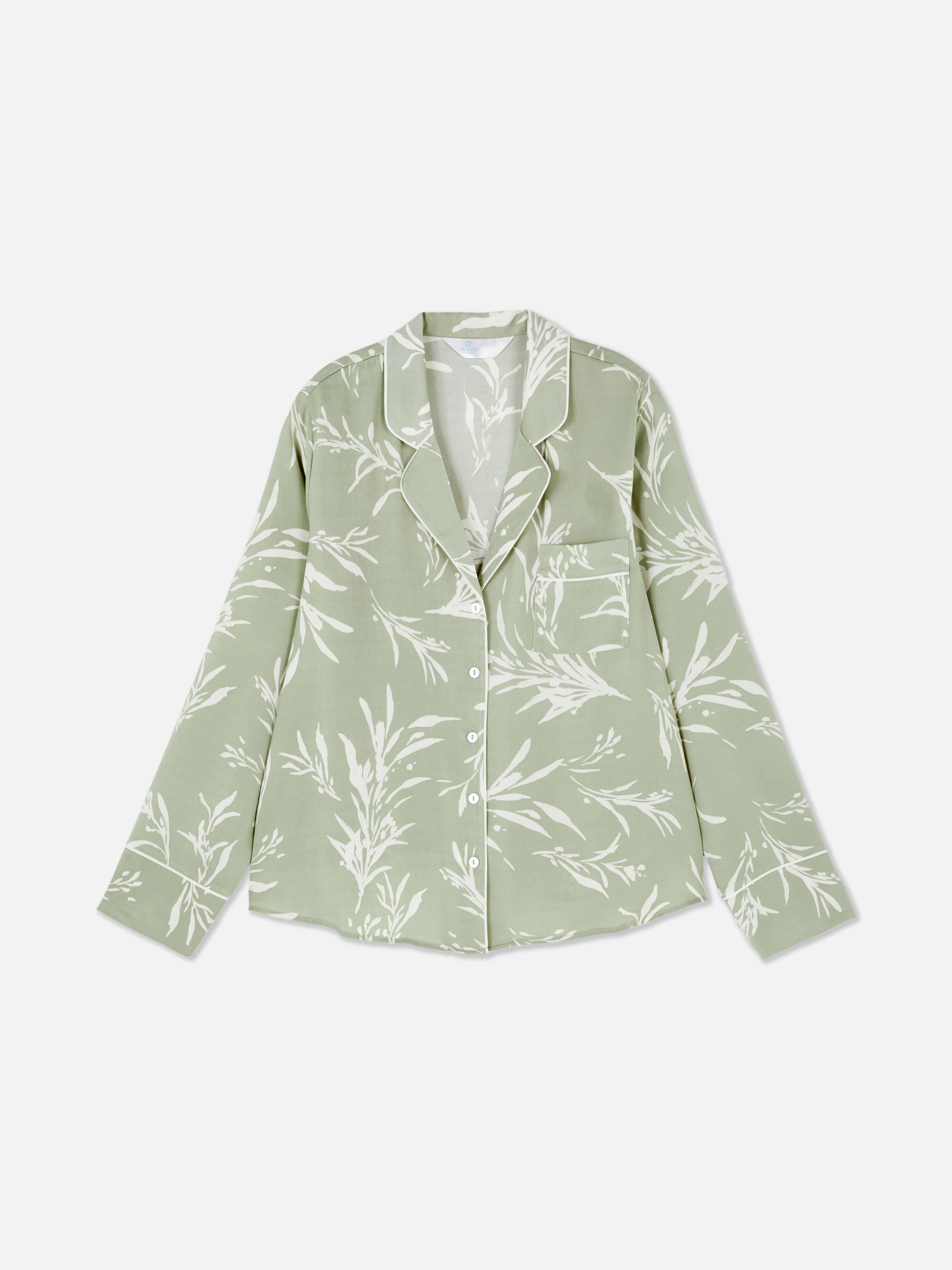 Camisón de satén con estampado de hojas