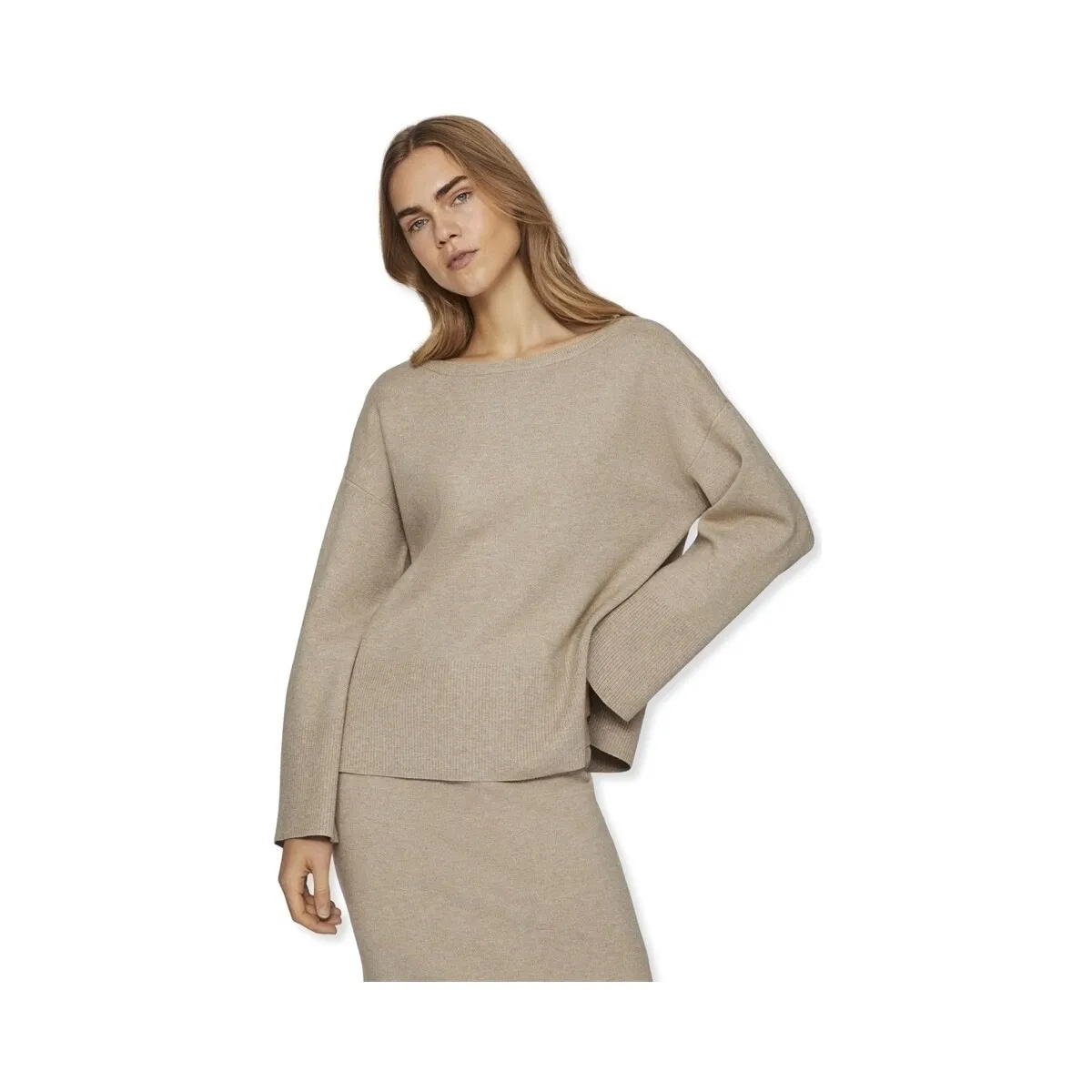 CASSIE BOATNECK KNIT L/S  NATURAL MELANGE