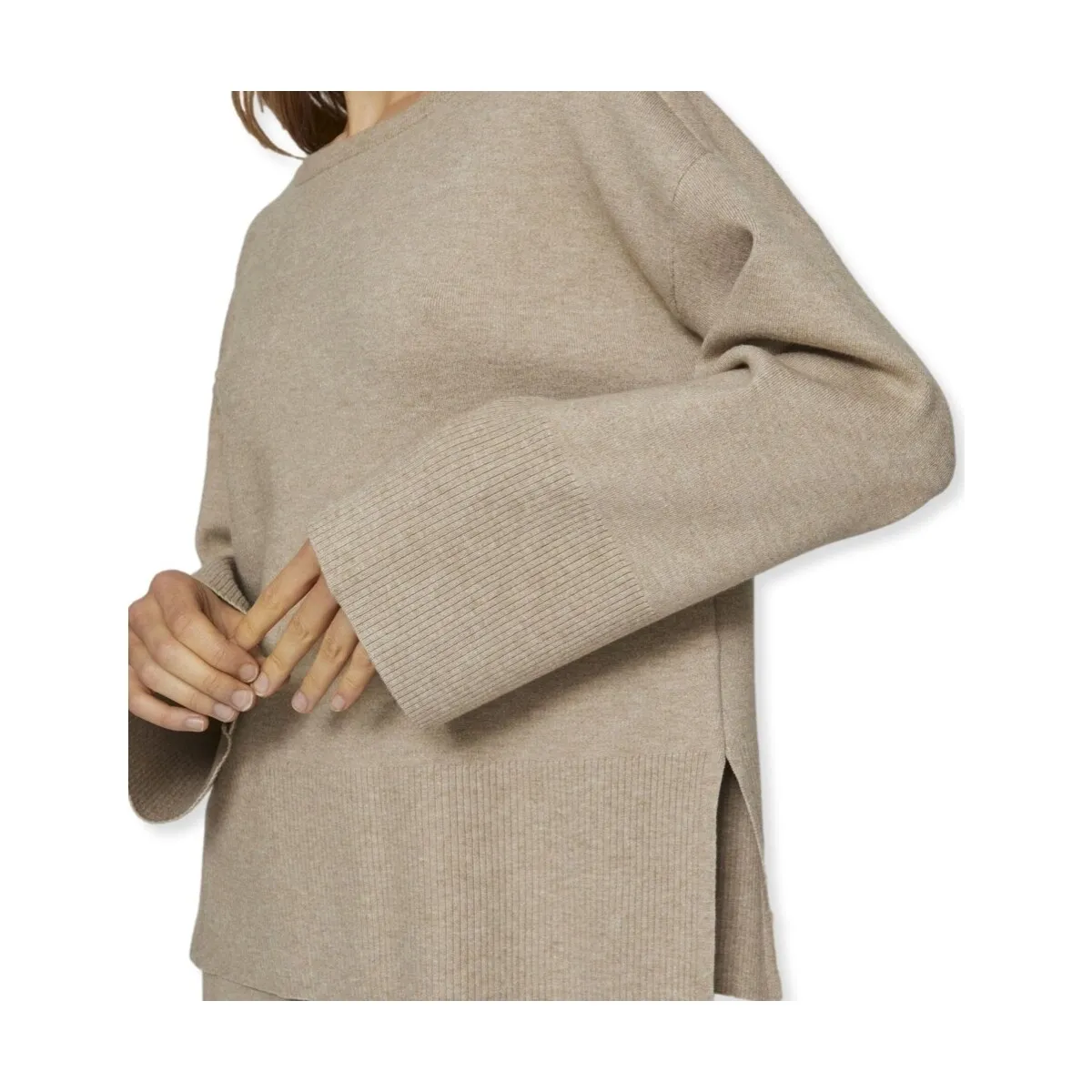 CASSIE BOATNECK KNIT L/S  NATURAL MELANGE
