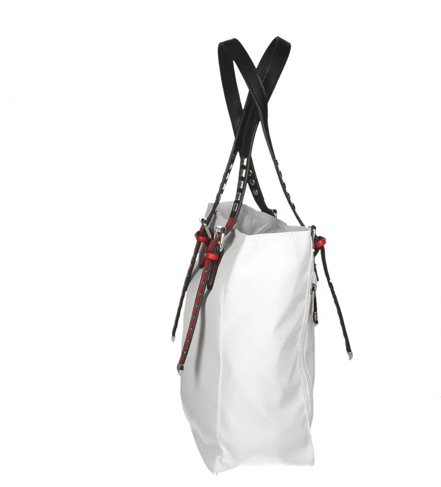 Cesta Nilon Blanco Asas Negras/rojas Con Remaches
