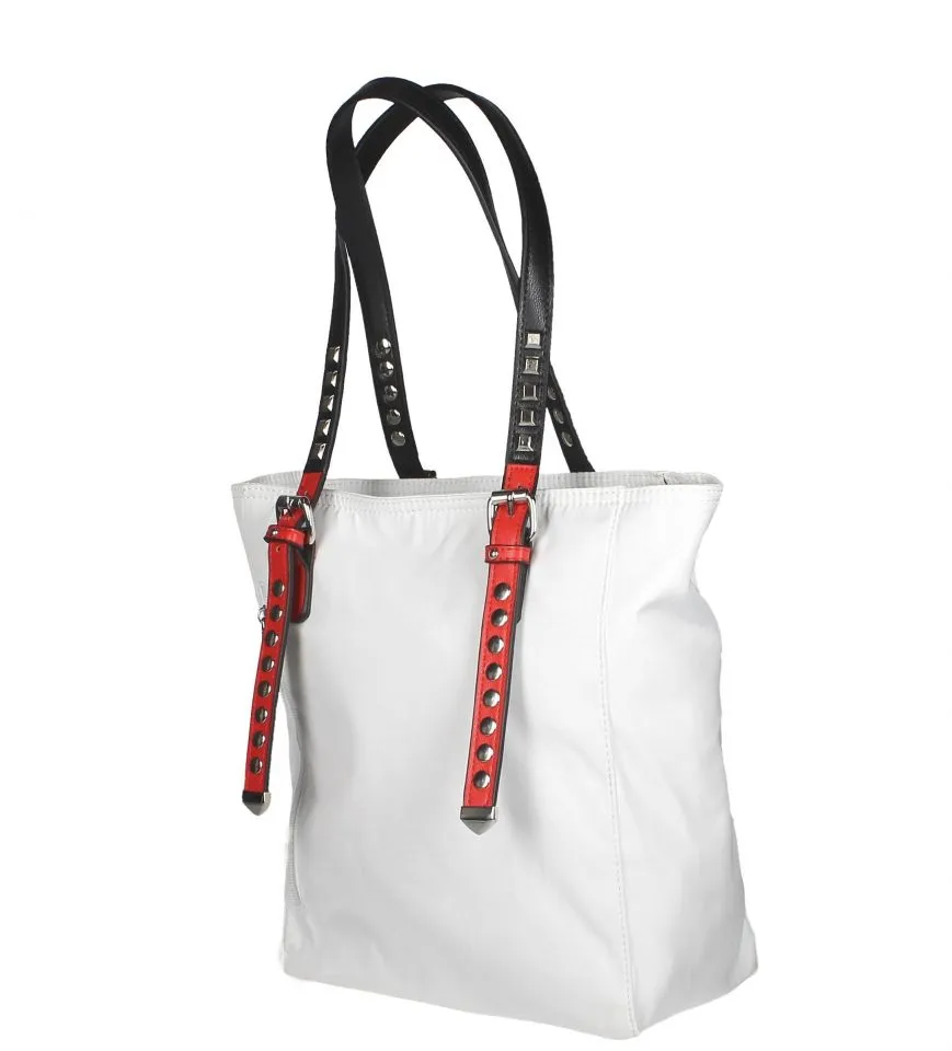 Cesta Nilon Blanco Asas Negras/rojas Con Remaches