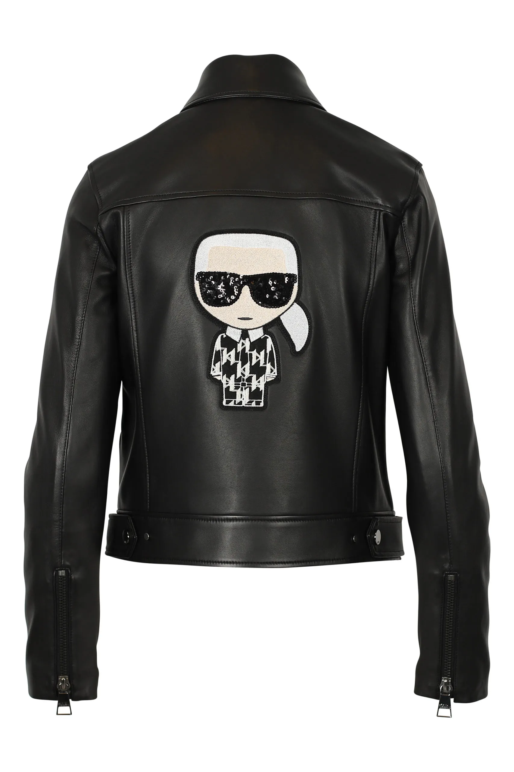 Chaqueta biker negra con dibujo en espalda