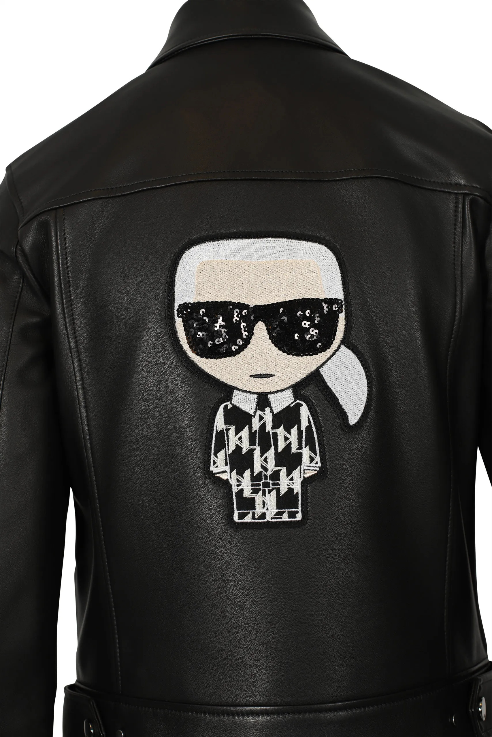 Chaqueta biker negra con dibujo en espalda
