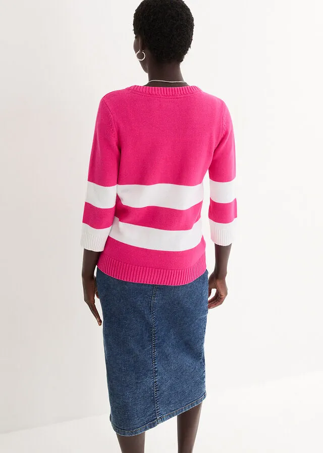 CHAQUETA DE PUNTO CON RAYAS PINK LADY BLANCO DE RAYAS
