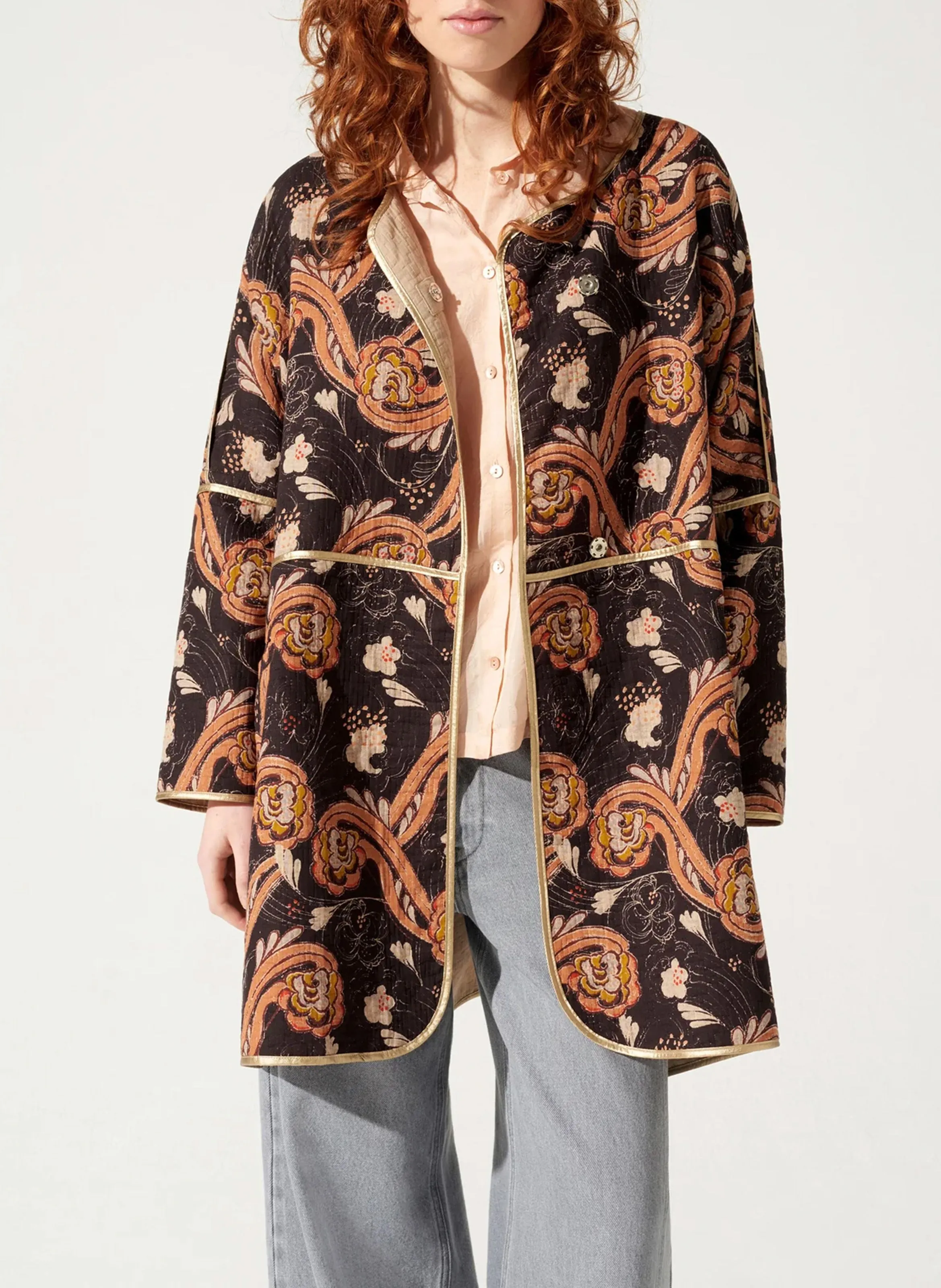 Chaqueta holgada estampada en azul