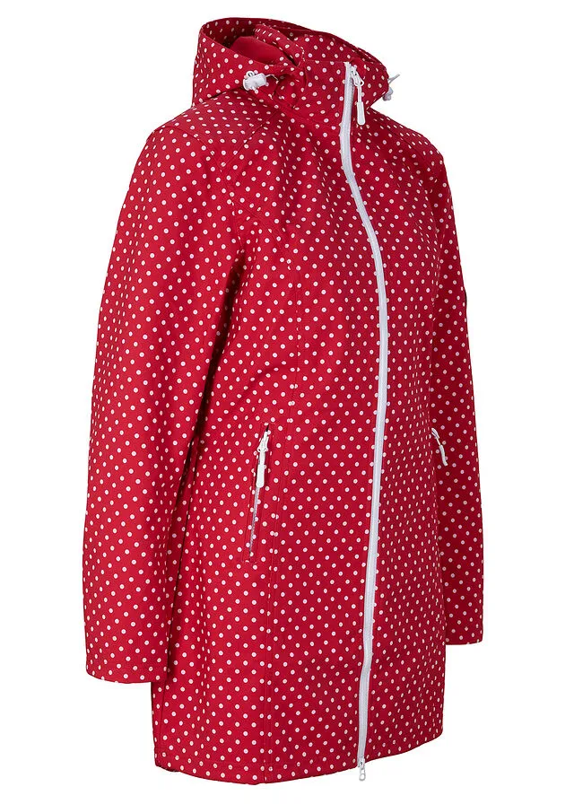 Chaqueta larga de Softshell Rojo de lunares