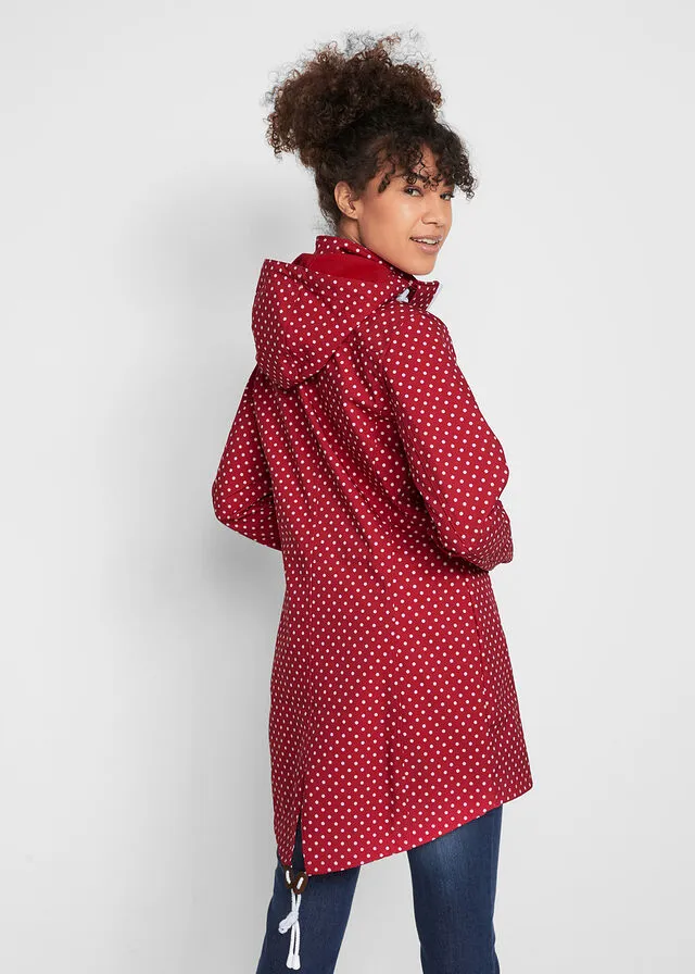 Chaqueta larga de Softshell Rojo de lunares