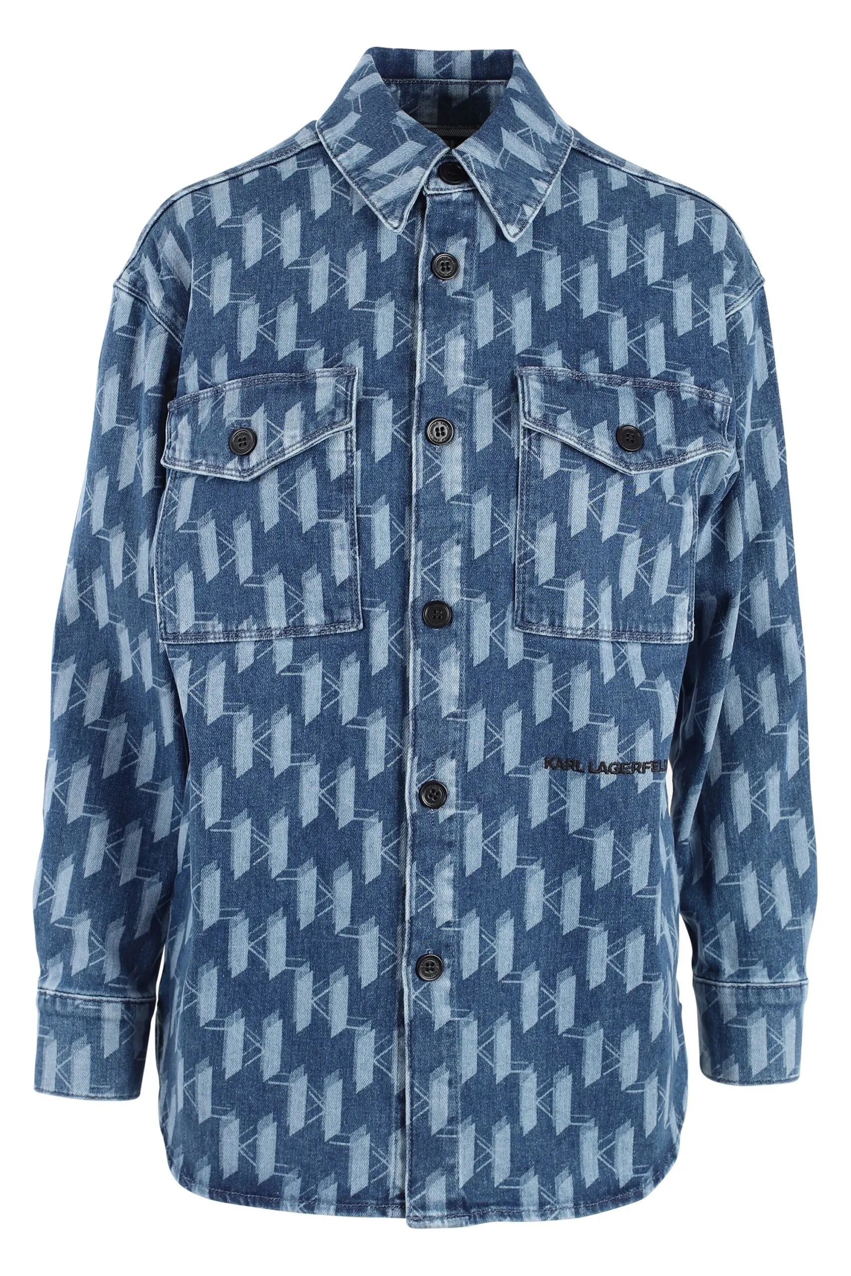 Chaqueta vaquera azul con logo monograma