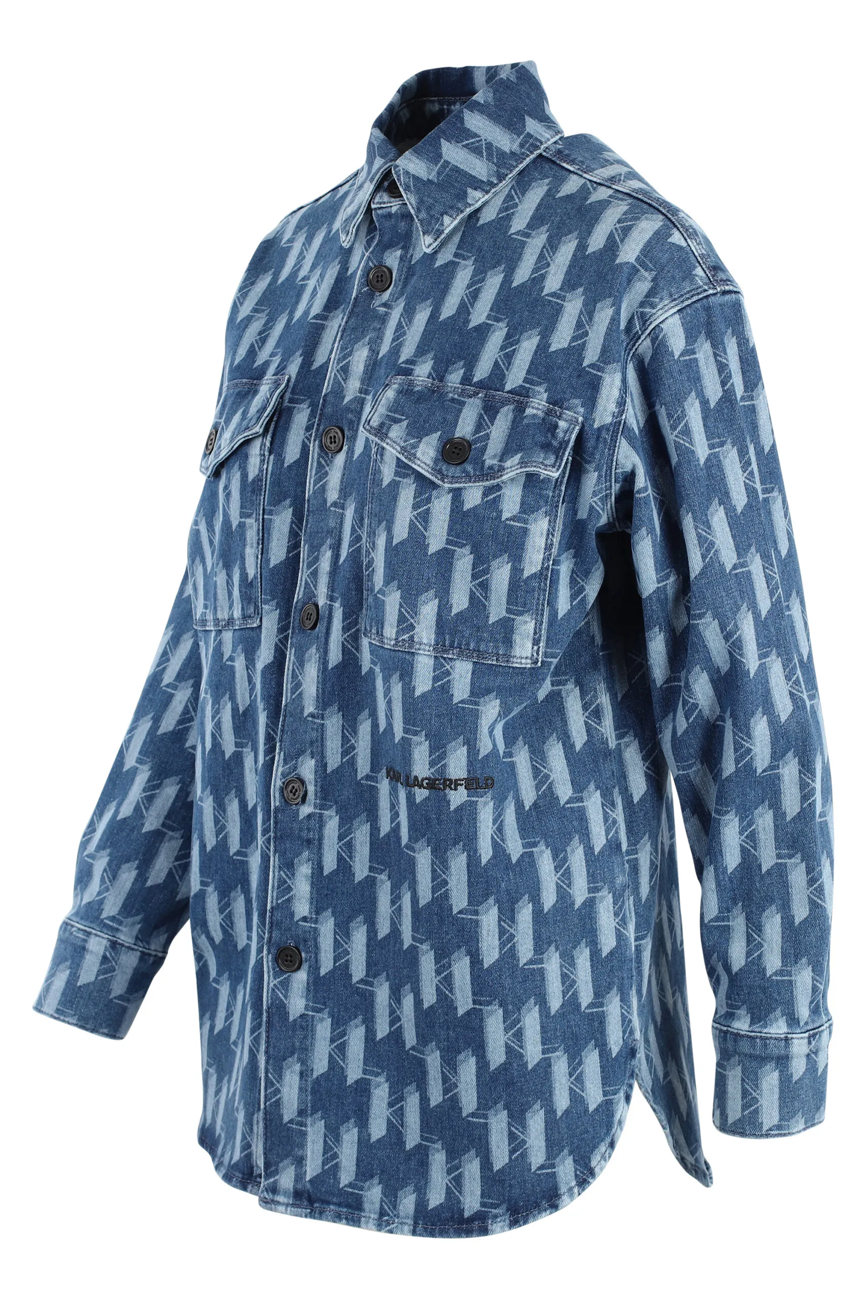 Chaqueta vaquera azul con logo monograma
