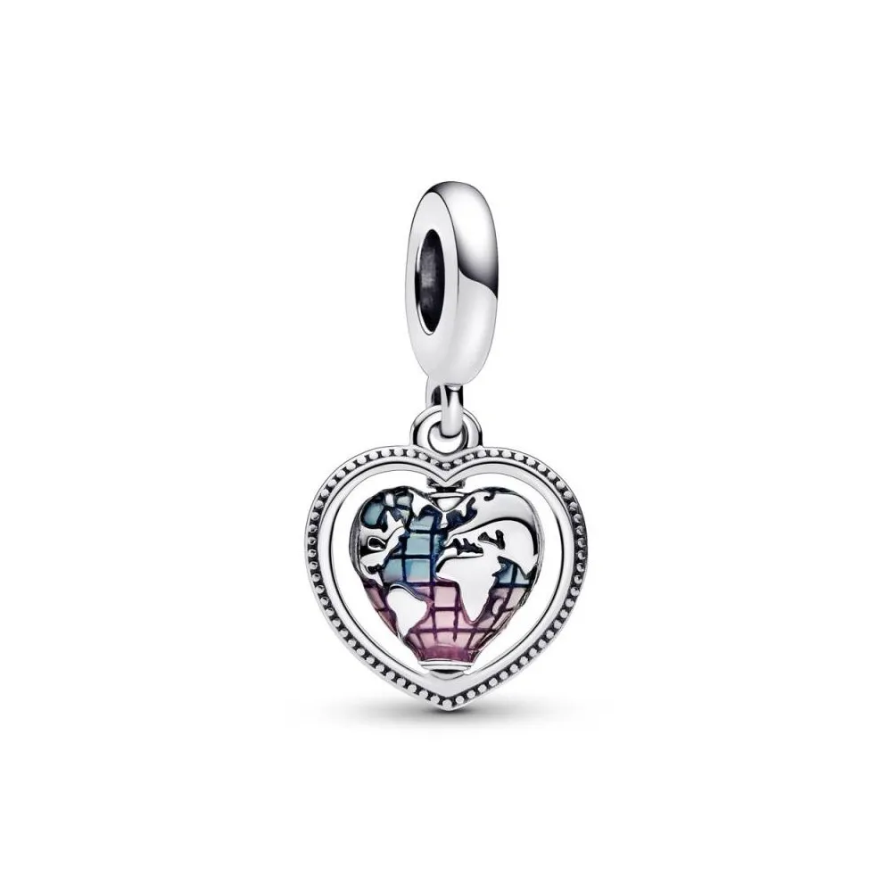 Charm Colgante en plata de ley Corazón Giratorio Familia Pandora
