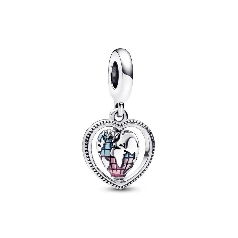 Charm Colgante en plata de ley Corazón Giratorio Familia Pandora