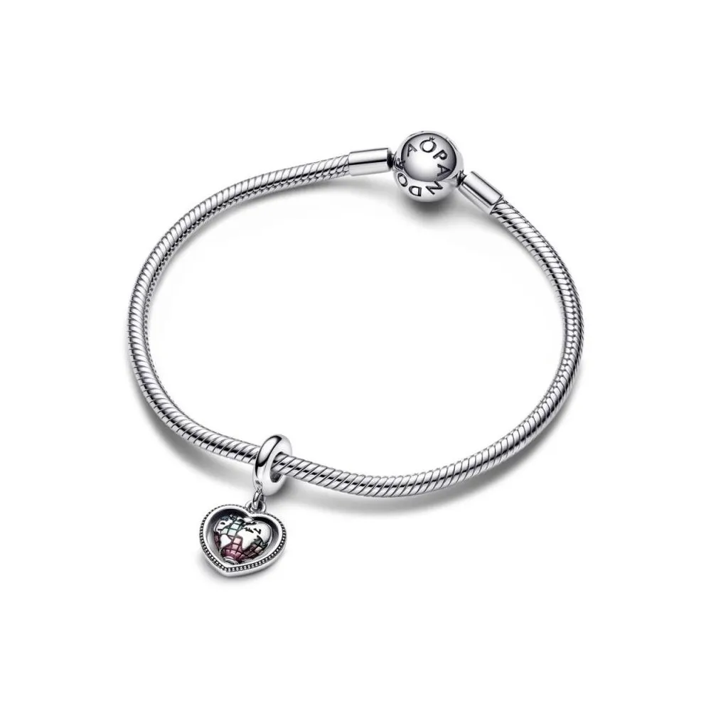 Charm Colgante en plata de ley Corazón Giratorio Familia Pandora