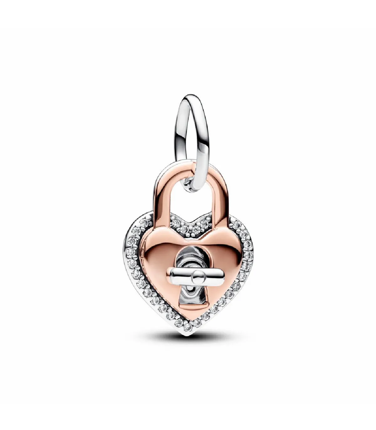 CHARM COLGANTE PANDORA DOBLE CORAZóN CANDADO GIRATORIO EN DOS TONOS  783079C01