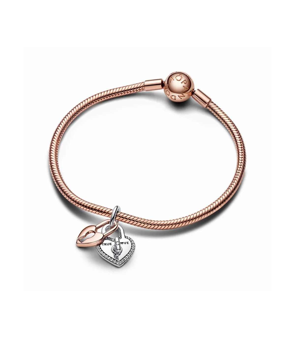 CHARM COLGANTE PANDORA DOBLE CORAZóN CANDADO GIRATORIO EN DOS TONOS  783079C01