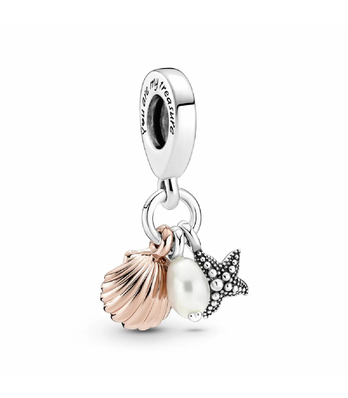 CHARM COLGANTE PANDORA TRIPLE CONCHA, PERLA CULTIVADA AGUA DULCE Y ESTRELLA DE MAR  781690C01