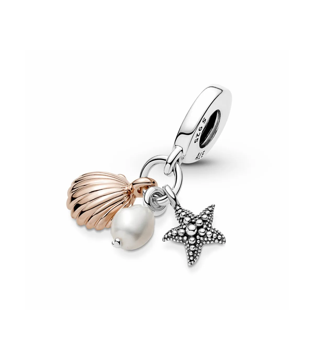 CHARM COLGANTE PANDORA TRIPLE CONCHA, PERLA CULTIVADA AGUA DULCE Y ESTRELLA DE MAR  781690C01