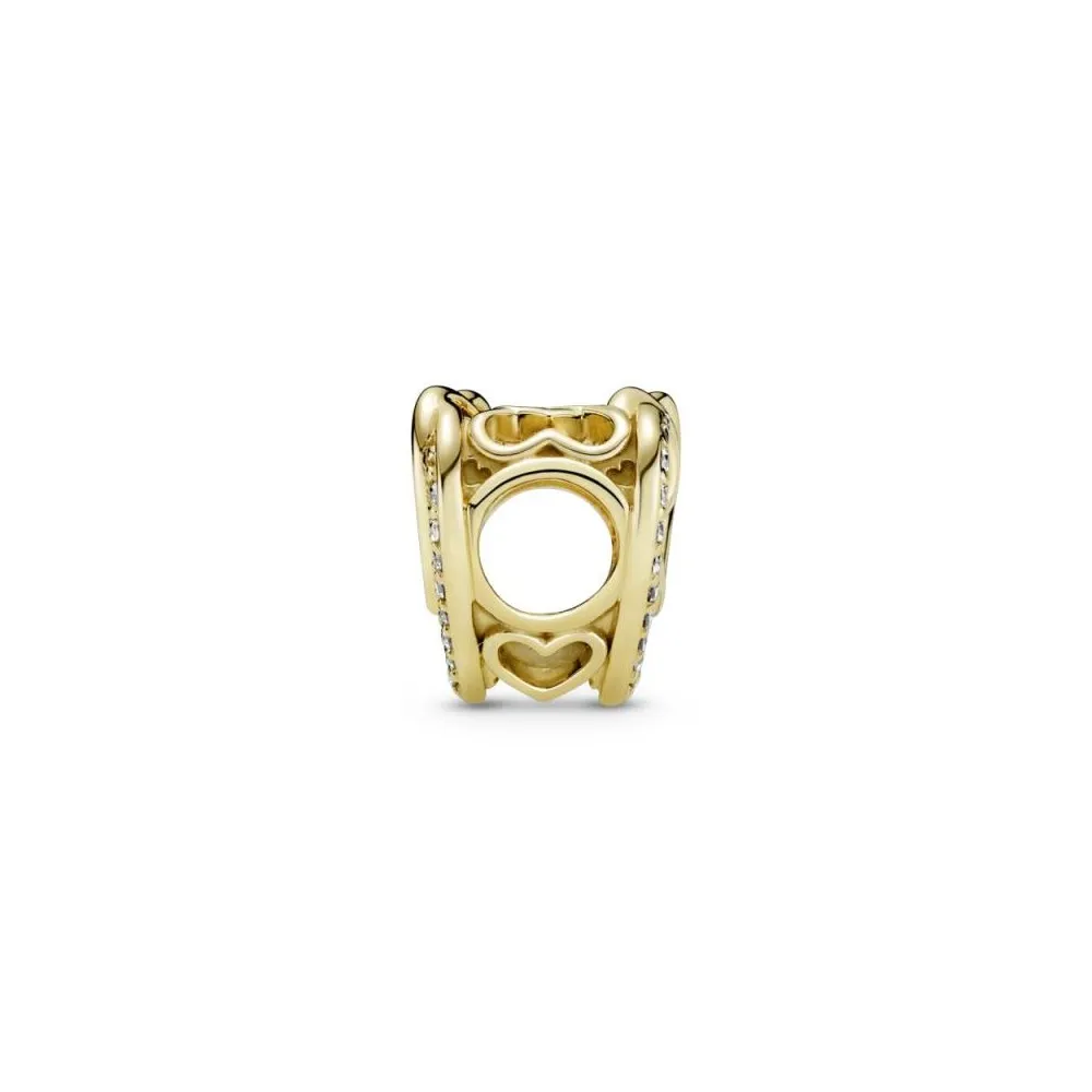 Charm con un recubrimiento en oro de 14k Corazones Entrelazados Brillantes