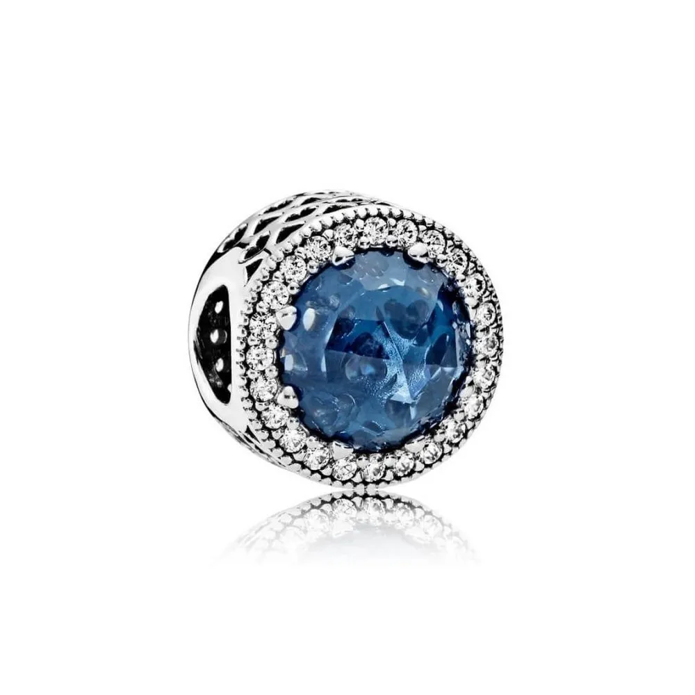 Charm Corazones brillantes azul Luz de luna