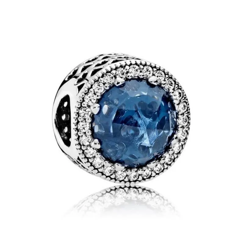 Charm Corazones brillantes azul Luz de luna