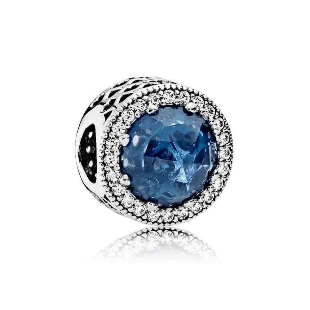 Charm Corazones brillantes azul Luz de luna