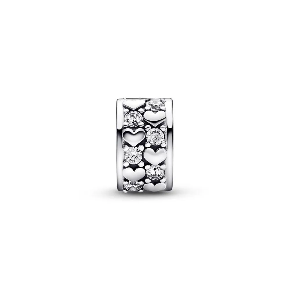 Clip en plata de ley Corazones Infinitos Brillantes Pandora
