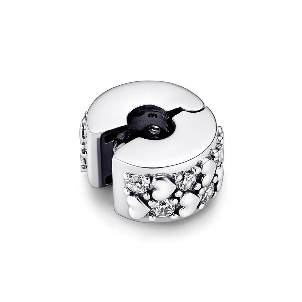 Clip en plata de ley Corazones Infinitos Brillantes Pandora