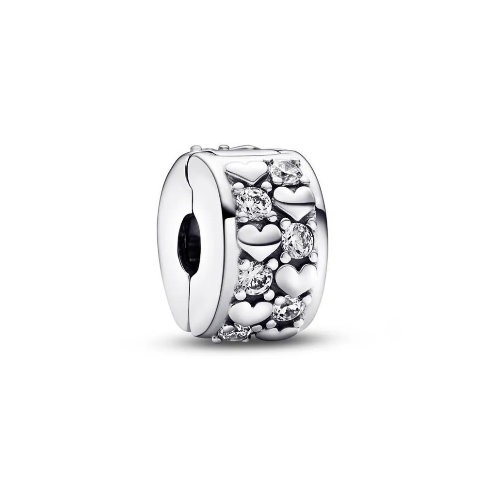 Clip en plata de ley Corazones Infinitos Brillantes Pandora