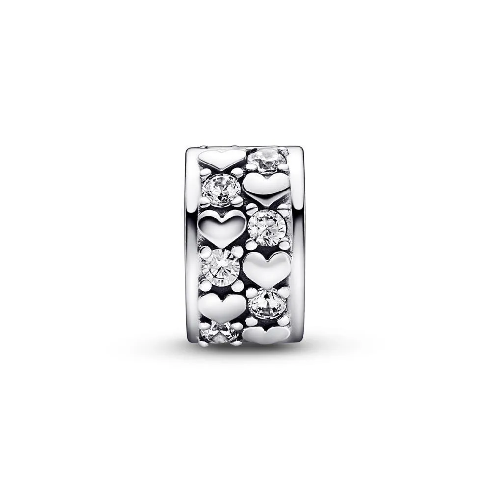 Clip en plata de ley Corazones Infinitos Brillantes Pandora