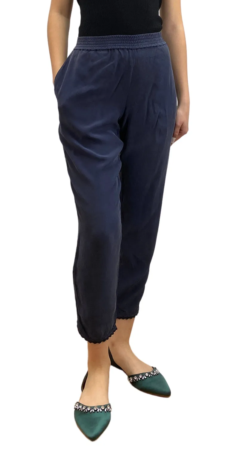 CLUB MONACO Pantalón Seda Azul Oscuro