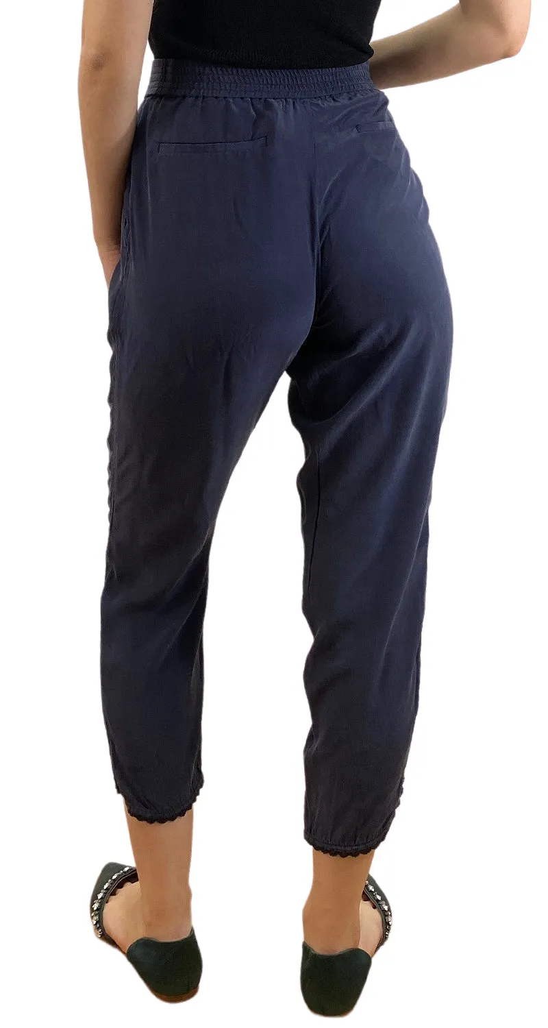 CLUB MONACO Pantalón Seda Azul Oscuro
