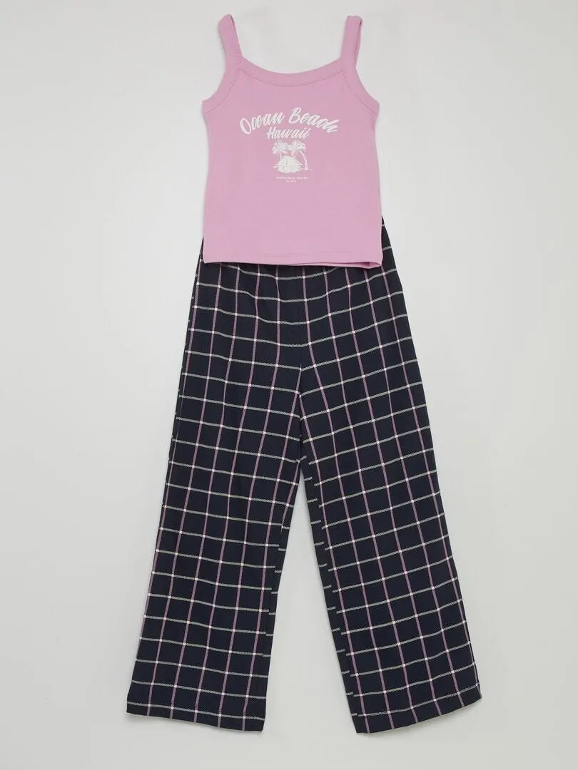 CONJUNTO DE PIJAMA ESTAMPADO  2 PIEZAS  ROSA