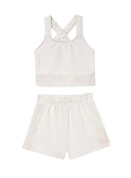 Conjunto Mayoral Short Bandas Beige Para Niña
