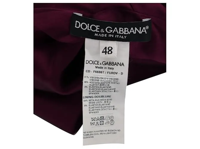 Dolce & Gabbana Vestido tubo midi de crepé en rayón burdeos 