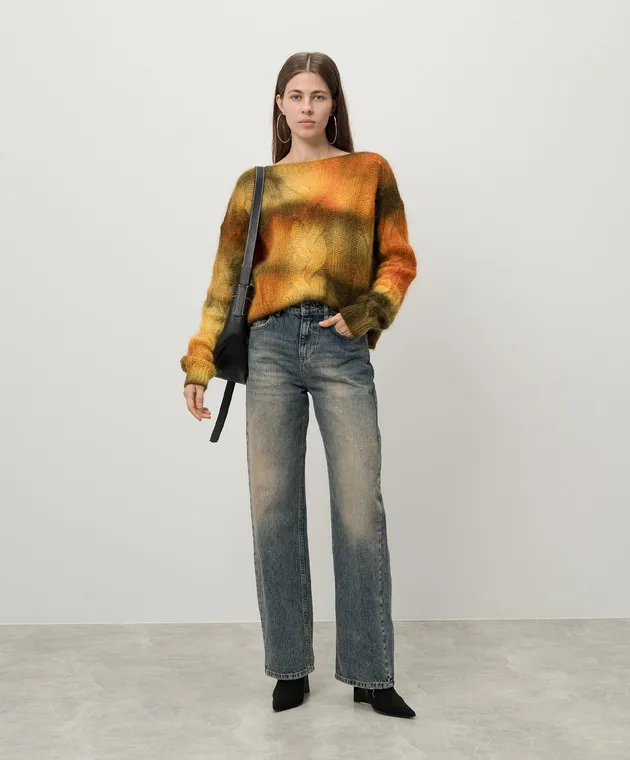 DONDUP TIEDYE WOOL SWEATER WITH METALLIC LOGO