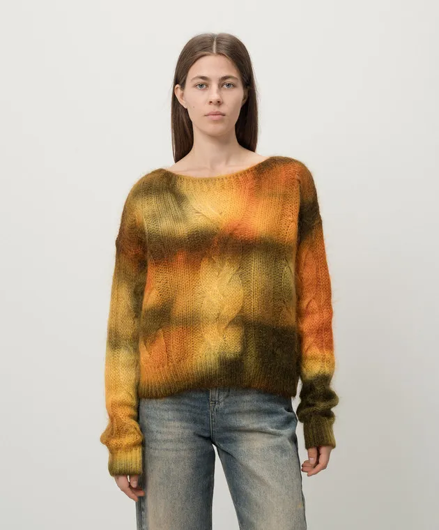 DONDUP TIEDYE WOOL SWEATER WITH METALLIC LOGO